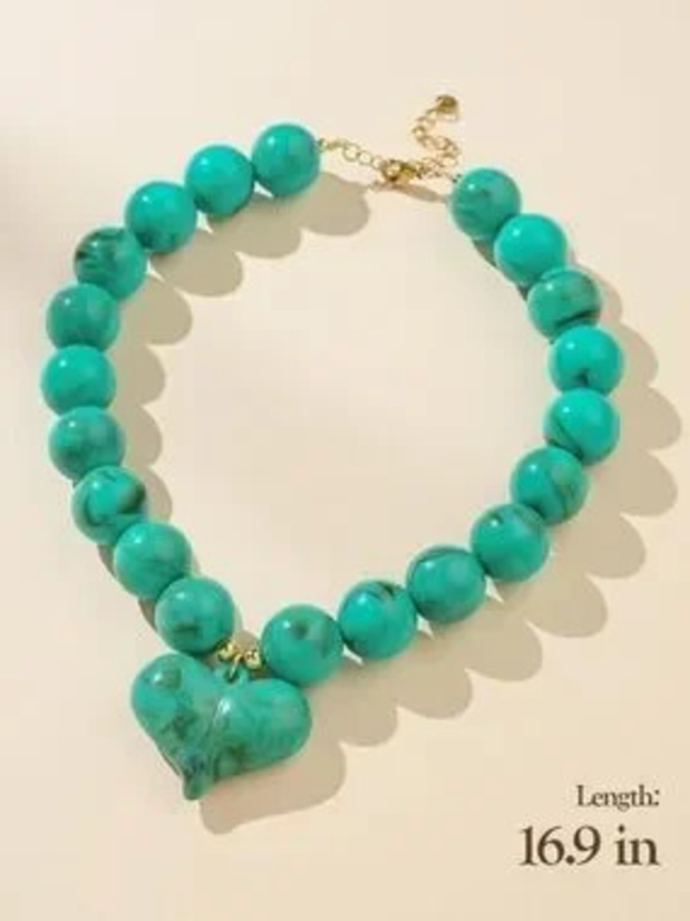 Anthropologie Turquoise Beaded Heart Necklace
